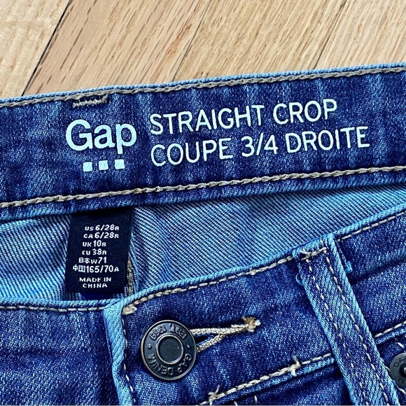 Gap Straight Cuff Crop Coupe 3/4 Droite Mid Rise Jeans Size 6R - Picture 2 of 12